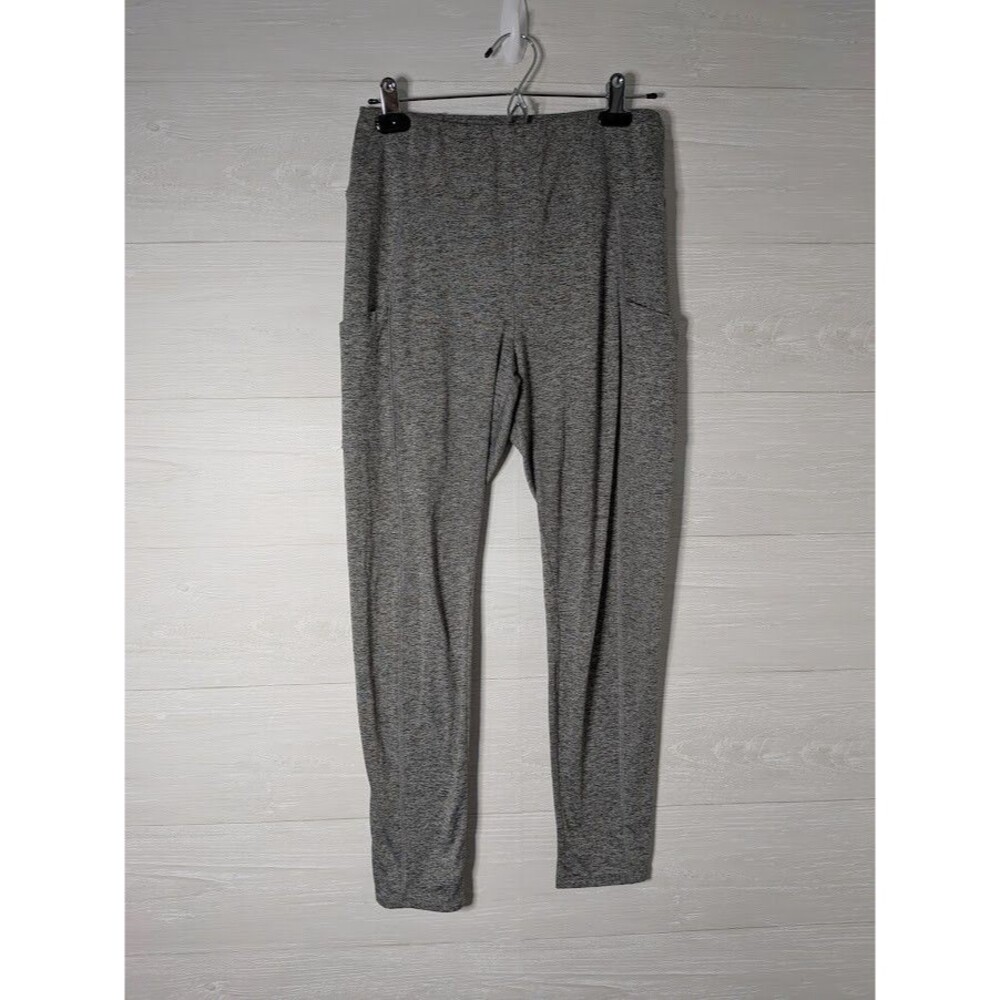Pink Republic Grey SPACEDYE Leggings Large High Waisted Activewear Pockets L EUC